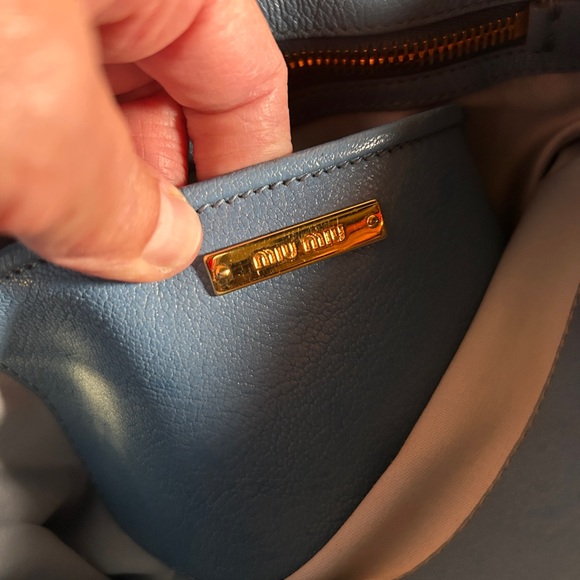 064. Miu Miu two tone Madras Leather Tote/project bag - Picture 12 of 16